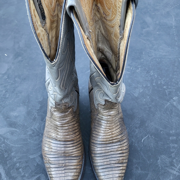 Gray Dan Post lizard boots Mens 8.5 D - Picture 1 of 6